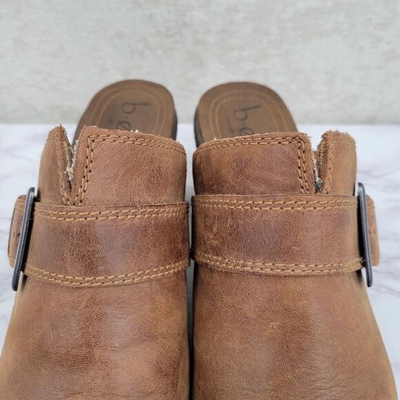 BOC Born Concepts Brown Leather Split Toe Buckel Heel Mule Women's Size 11 - Picture 11 of 14